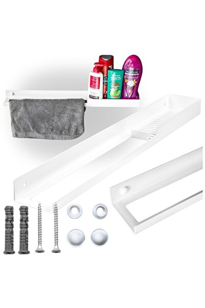 2H Raft de baie alb, raft de duș suspendat, raft pentru cosmetice de baie