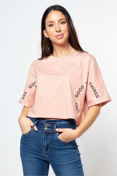 mica بلوزة سادة بأكمام قصيرة