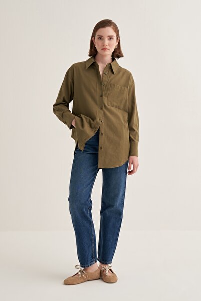 EBU Prive Women's Organic Cotton Oversize Shirt Khaki