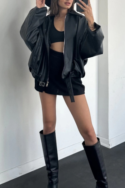 Jaglion Street Style Bomber Zr Leather Jacket