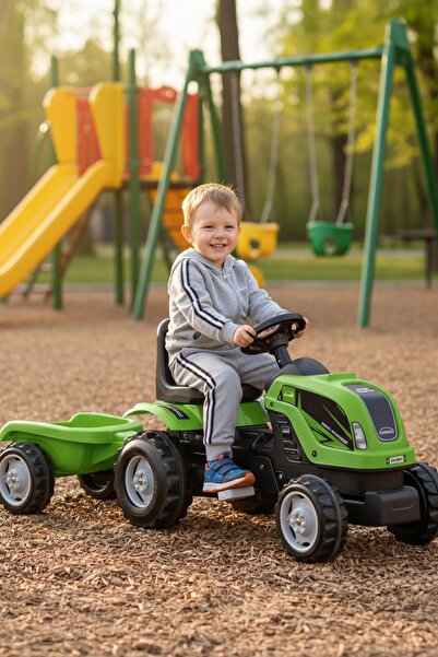 hak-iş oyuncak Römorklu Pedallı Yeşil Traktör