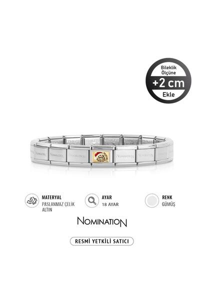 NOMİNATİON Italy Composable 18 Ayar Altın Noel Baba Ve Çelik Bileklik SILVER