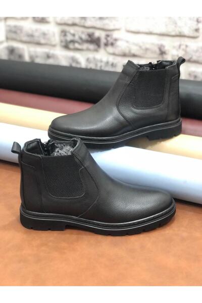Deritarz Hakiki Deri Ortopedik Büyük Numara 45-46-47 Kürklü Kışlık Erkek Bot