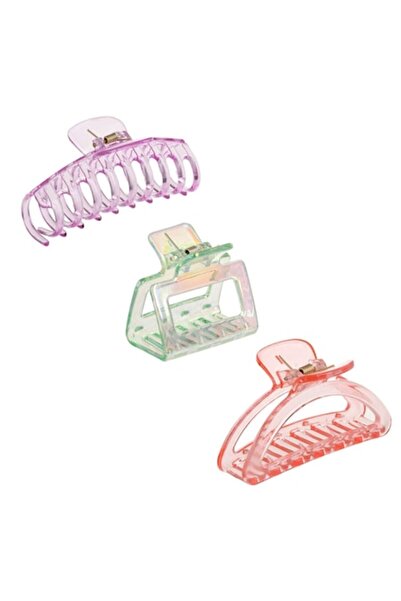 SHOPIENS Set 3 agrafe de păr pentru femei: verde iridescent, oval translucid ...