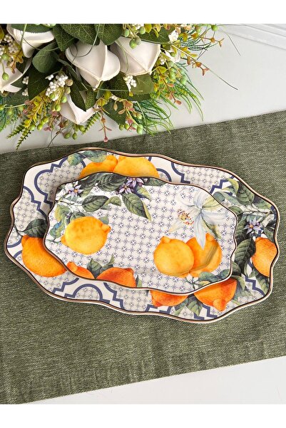 ROSSEV Lemons Rectangular Presentation Plate Set of 2