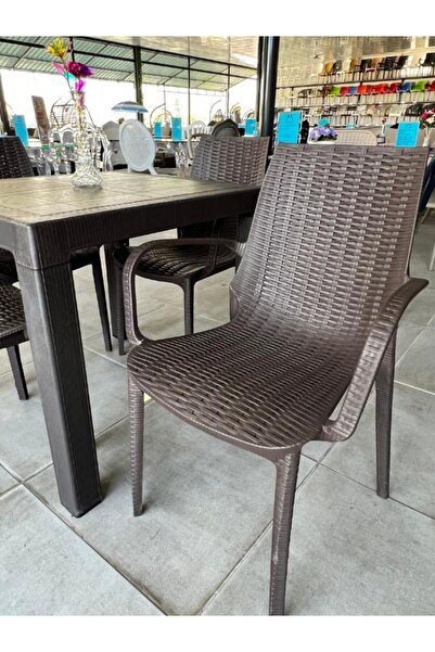 Mandella Elit Rattan 80x80 Nirvana Koltuk Masa Takımı Kahverengi