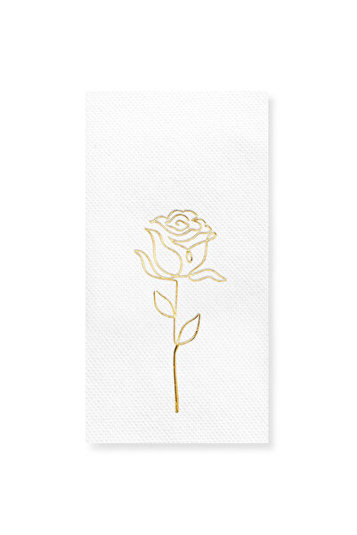 Story مناديل ورقية بيضاء اللون مقاس 40×40 سم بنقش الورود الذهبية، عبوة من 16 ...