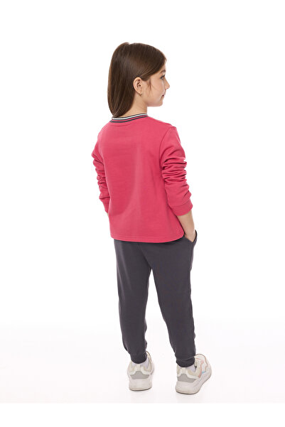 Victor and Jane By Styli Girls Glitter Graphic Print Top and Joggers Set