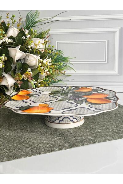 ROSSEV Lemons Pedestal Cake Stand Square 30cm