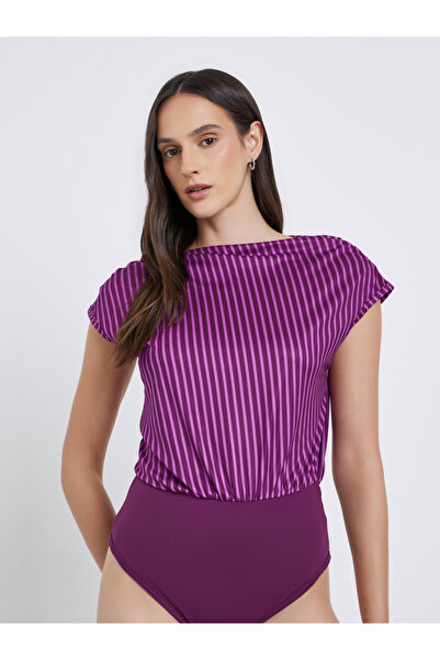 Styli Striped Short Sleeve Bodysuit