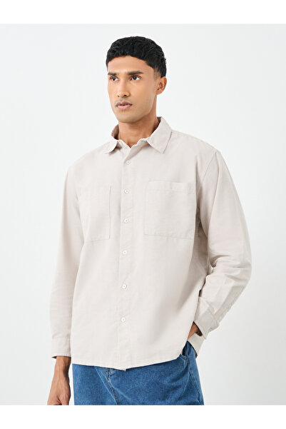 Styli Beige Relaxed Fit Shirt with Double Pocket