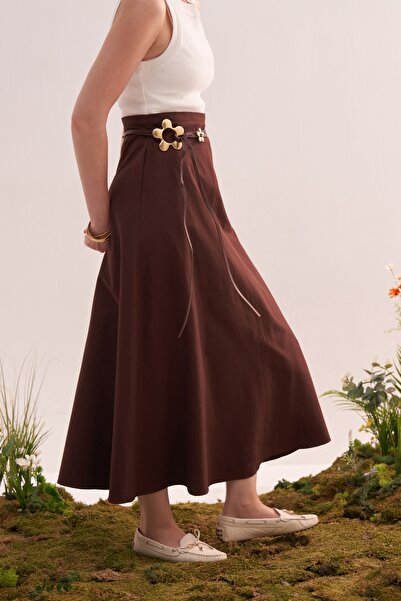 EBU Prive Γυναικείο Φόρεμα από Μικτό Υφασμάτινο Καφέ