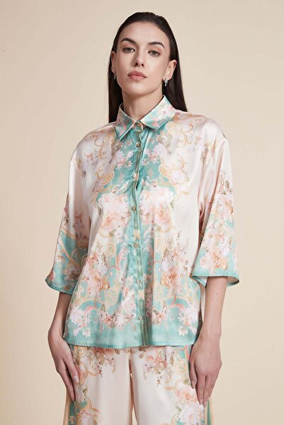 Yola Printed Three-Quarter Sleeve Top