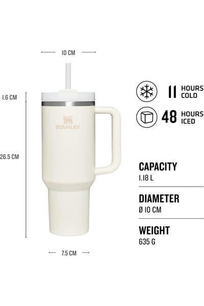 Generic Quencher H2.0 FlowState Drinking Bottle with Straw, 1.2 L, Cream