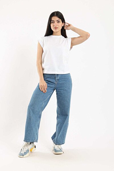 CARINA Solid Ribbed-Shoulder Top