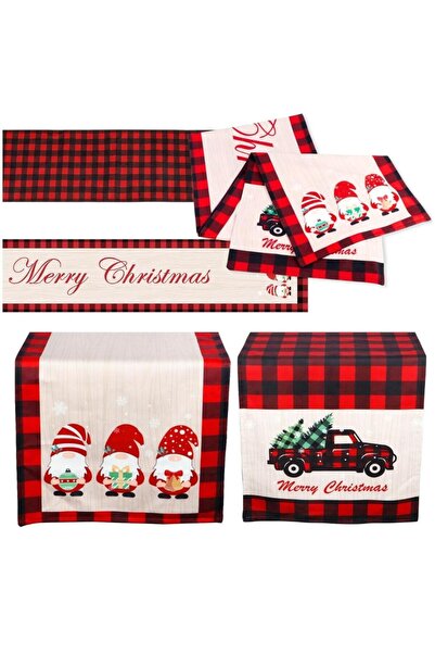 2H Față de masă roșie de Crăciun, față față-verso, 180x35 cm