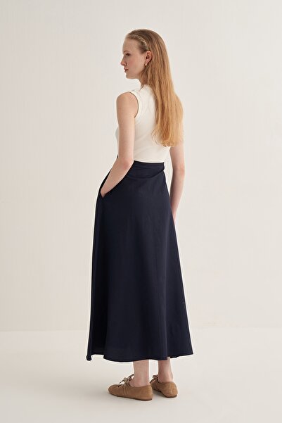 EBU Prive Women's Fabric Mix Dress Navy Blue