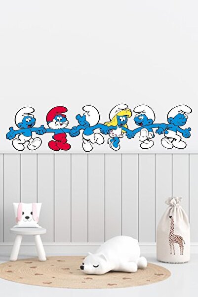 Sepet Yıldızı Smurfs Camera Copii Tapet Accesorii Ornament Autocolant 100x25 Cm