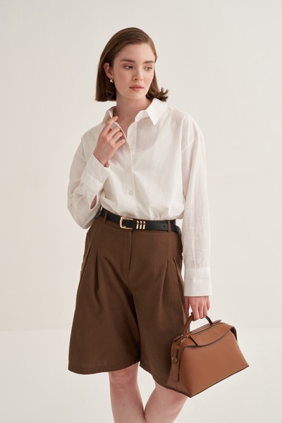 EBU Prive Women's Organic Cotton Bermuda Shorts Brown