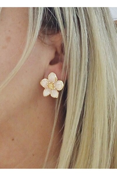 mos&more Cream Flower Women's Earrings
