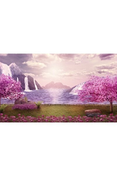 GRELYS PRINT Tablou Canvas, Copaci roz, 90 x 50 cm, Rama lemn, Multicolor