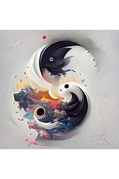 GRELYS PRINT Tablou Canvas, Yin si Yang, Abstract, 40 x 40 cm, Multicolor