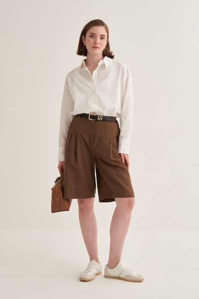 EBU Prive Women's Organic Cotton Bermuda Shorts Brown