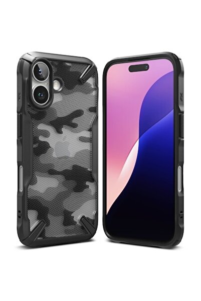 Juls Carcasă iPhone 16 - Ringke Fusion X Design K37, Policarbonat, Negru Camu...