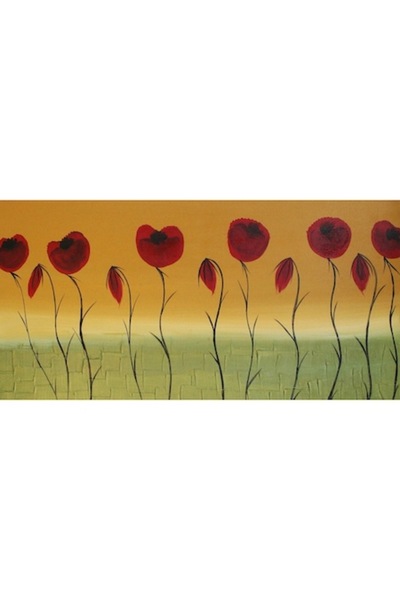 GRELYS PRINT Pictură pe pânză, maci abstracti, 80 x 40 cm, ramă din lemn, mul...