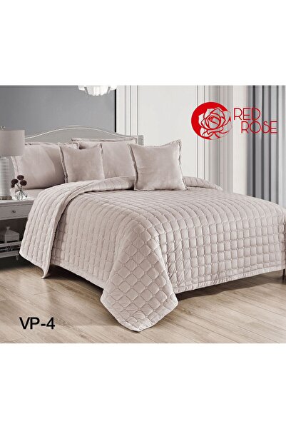 Red Rose Plain velvet winter compressed bedspread, 4 pieces, size 160 x 220 cm