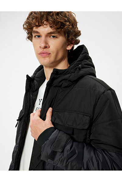 Koton Anorak Coat Hooded Slim Fit Pocket Detail Zippered