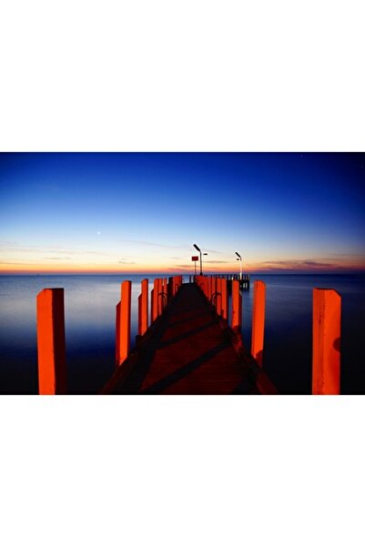 GRELYS PRINT Pictură pe pânză, Ponton pe mare, 80 x 60 cm, Ramă din lemn, Mul...