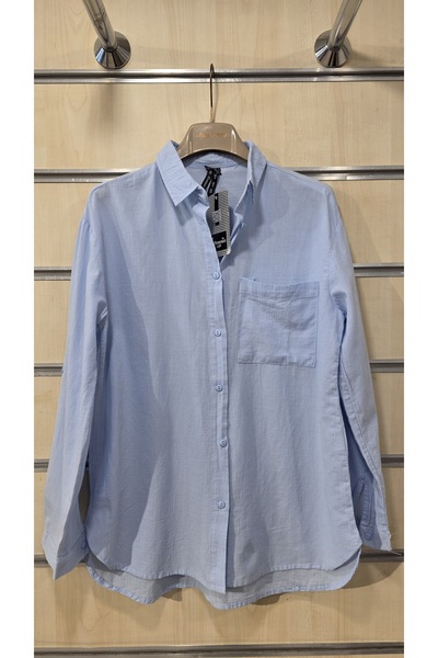 trendbysena Cămașă de damă din bumbac cu un singur buzunar și nasturi