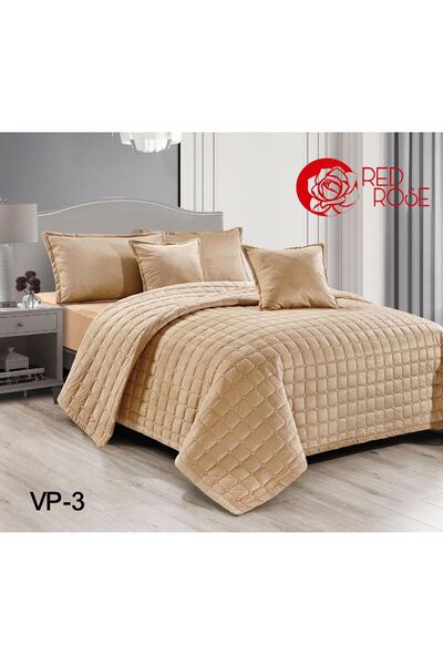 Red Rose Plain velvet winter compressed bedspread, 4 pieces, size 160 x 220 cm