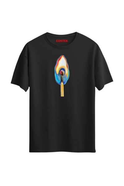 Açık Garaj تي شيرت بتصميم Kibrit Fire، تي شيرت رجالي، تي شيرت نسائي، تي شيرت ...