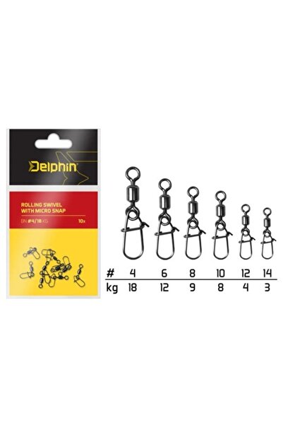 DELPHİN Pivoți cu micro-închidere, 10 bucăți, mărimea 4, oțel