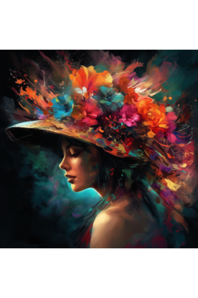 GRELYS PRINT Tablou Canvas dormitor, living, Portret armonios de zeita cu flo...