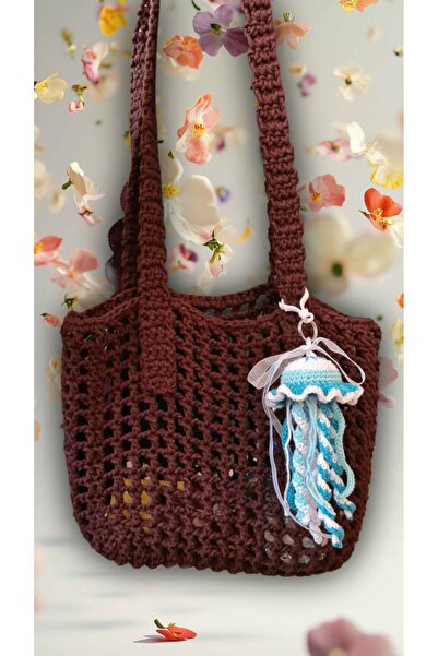 nazegram سلسلة مفاتيح على شكل حقيبة محبوكة