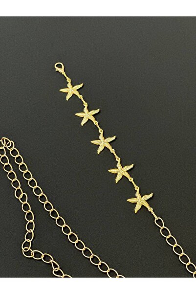 Fiori Yıldız Detaylı Kadın Bel Zinciri Bel Kemeri,Elbise Kemeri,Etek Kemeri,Pantolon Kemeri