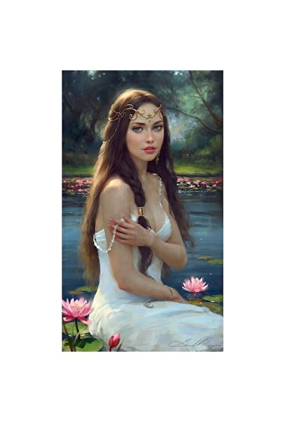 GRELYS PRINT Pictură pe pânză, Doamna de pe lac, Natură, Flori, 50 x 80 cm, M...