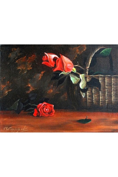 GRELYS PRINT Pictură pe pânză, Trandafiri, 80 x 60 cm, Ramă din lemn, Multicolor