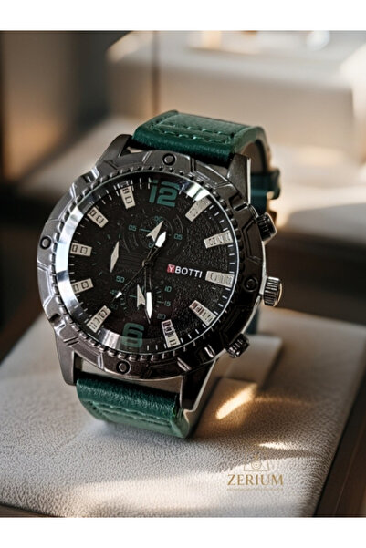 ZERİUM Sporty Design Durable Metal Case Men's Wristwatch – Pu Leather Band