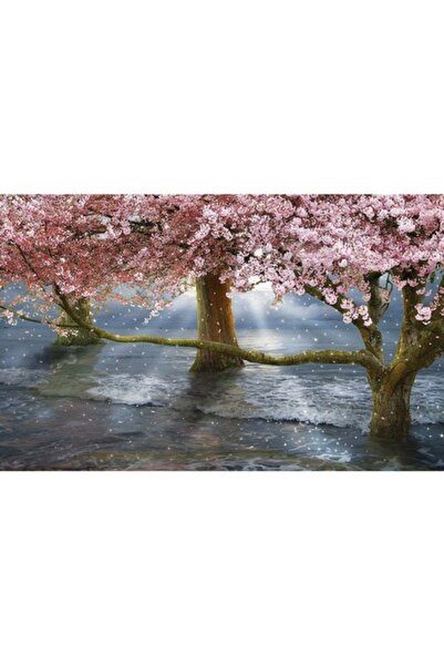 GRELYS PRINT Tablou Canvas, Mare de roz, 80 x 50 cm, Rama lemn, Multicolor