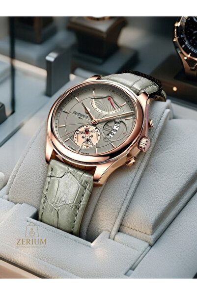 ZERİUM Modern Sporty Metal Case Pu Leather Strap Calendar Function Men's Wristwatch