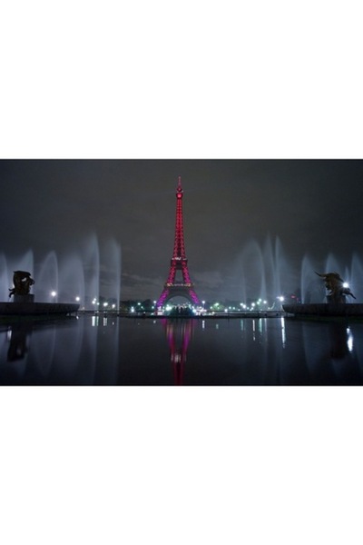 GRELYS PRINT Tablou Canvas, Paris, Turnul Eiffel, Noapte, 80 x 50 cm, Rama lemn, Multicolor