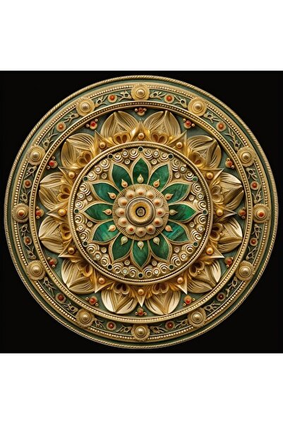 GRELYS PRINT Pictură pe pânză Mandala Regal Gold 17, Zen, Yin Yang, pentru do...