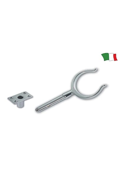 GFN Furcă din alamă cromată 75 mm cu suport — Ax Ø 14 mm, Ø interior 58 mm, D...