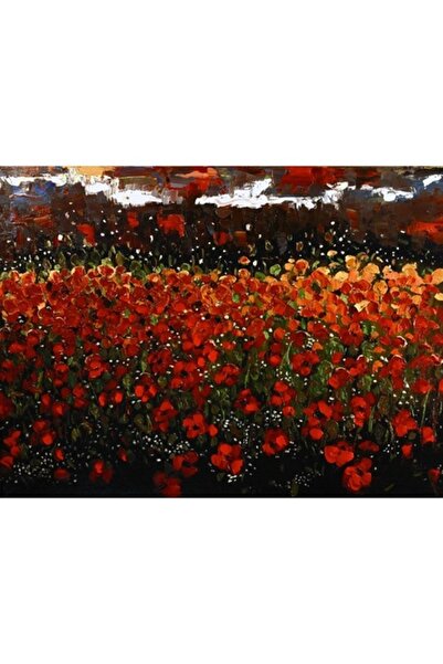 GRELYS PRINT Tablou Canvas, Camp de maci, 80 x 60 cm, Rama lemn, Multicolor