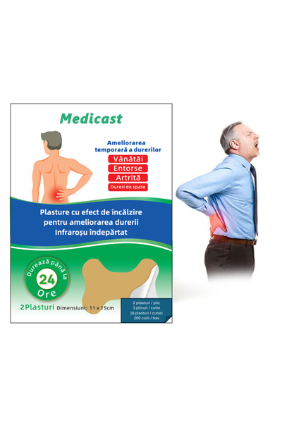 medicast Plasture lombar încălzitor – calmare dureri de spate, mușchi și șale, efect 12 ore