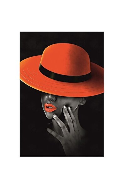 GRELYS PRINT Canvas Painting, Woman with Hat, 100x70 cm, Wooden Frame, Multicolor